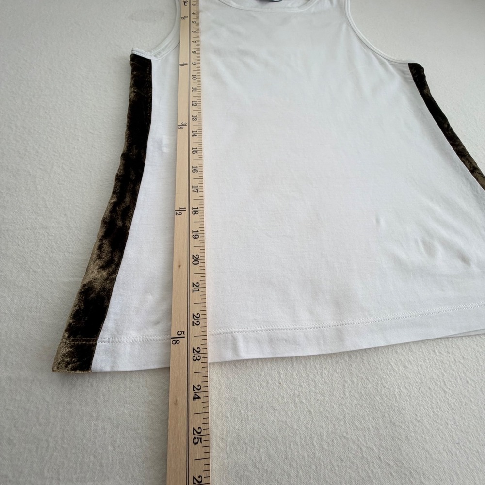 Vtg Pollini Tank Top White Cotton Velvet Side Panel Y2K EuroChic Minimalist Sz 6 - Picture 10 of 16